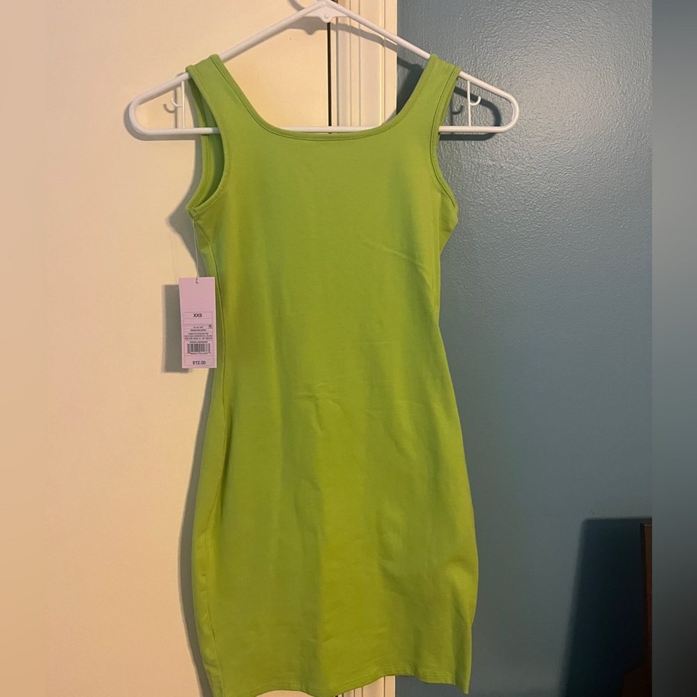 NWT juniors bright green tank dress XXS